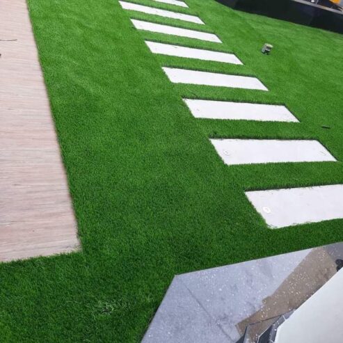 Artificial grass carpet.