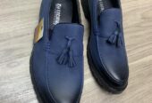 Leather loafers with rubber sole