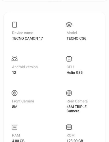 Tecno camon 17