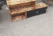 Wood pellets TV stand