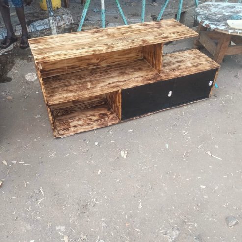 Wood pellets TV stand