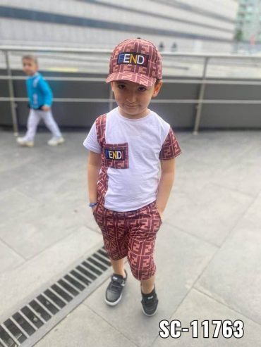 Boys designer combo set -(t-shirt+short+cap)